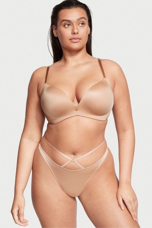 Sweet Praline Nude Victoria's Secret Very Sexy Strappy Thong Knickers | PGY-421968