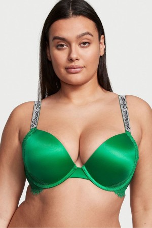 Verdant Green Victoria's Secret Very Sexy Shine Strap Push Up Bra | JEW-278041