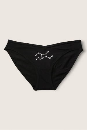 Virgo Black Victoria's Secret Stretch Cotton Astrology Cotton Bikini Knickers | RDJ-768530