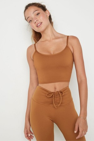 Warm Brown Victoria's Secret Lightly Lined Low Impact Sport Crop Top | IET-296701