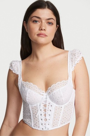 White Victoria's Secret Dream Angels Broderie Scalloped Trim Bra | IFV-871405