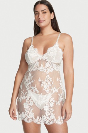 White Victoria's Secret Sheer Lace Slip | BZM-470162