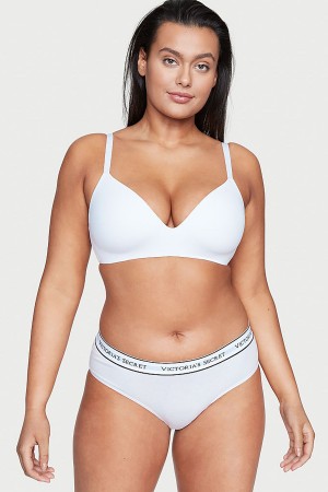 White Victoria's Secret Stretch Cotton Logo Knickers | KGE-120578