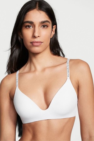 White Victoria's Secret The T-Shirt Non Wired Logo T-Shirt Bra | UAV-705492