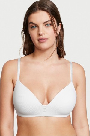 White Victoria's Secret The T-Shirt Smooth Lightly Lined Non Wired T-Shirt Bra | SCR-458103