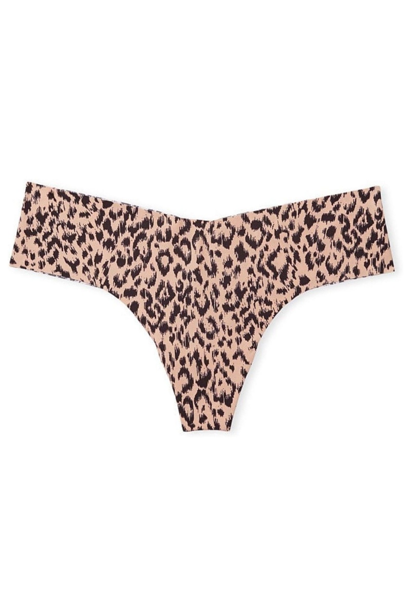 Angel Pink Leopard Victoria's Secret Sexy Illusions by Victorias Secret Smooth No Show Thong Knickers | NSG-493178