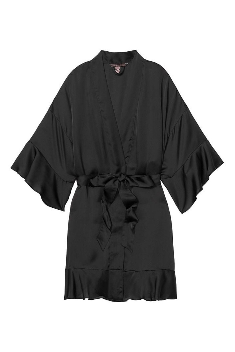 Angel Pink Stripe Victoria's Secret Flounce Satin Robe | YZV-529108