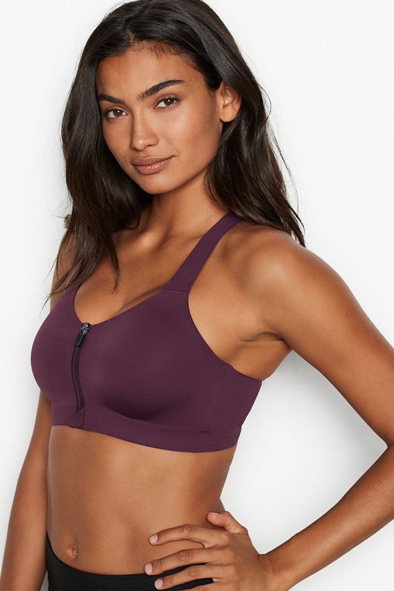 Apricot Frost Orange Victoria\'s Secret Knockout High Impact Racerback Zip Up Sports Bra | KCM-823971