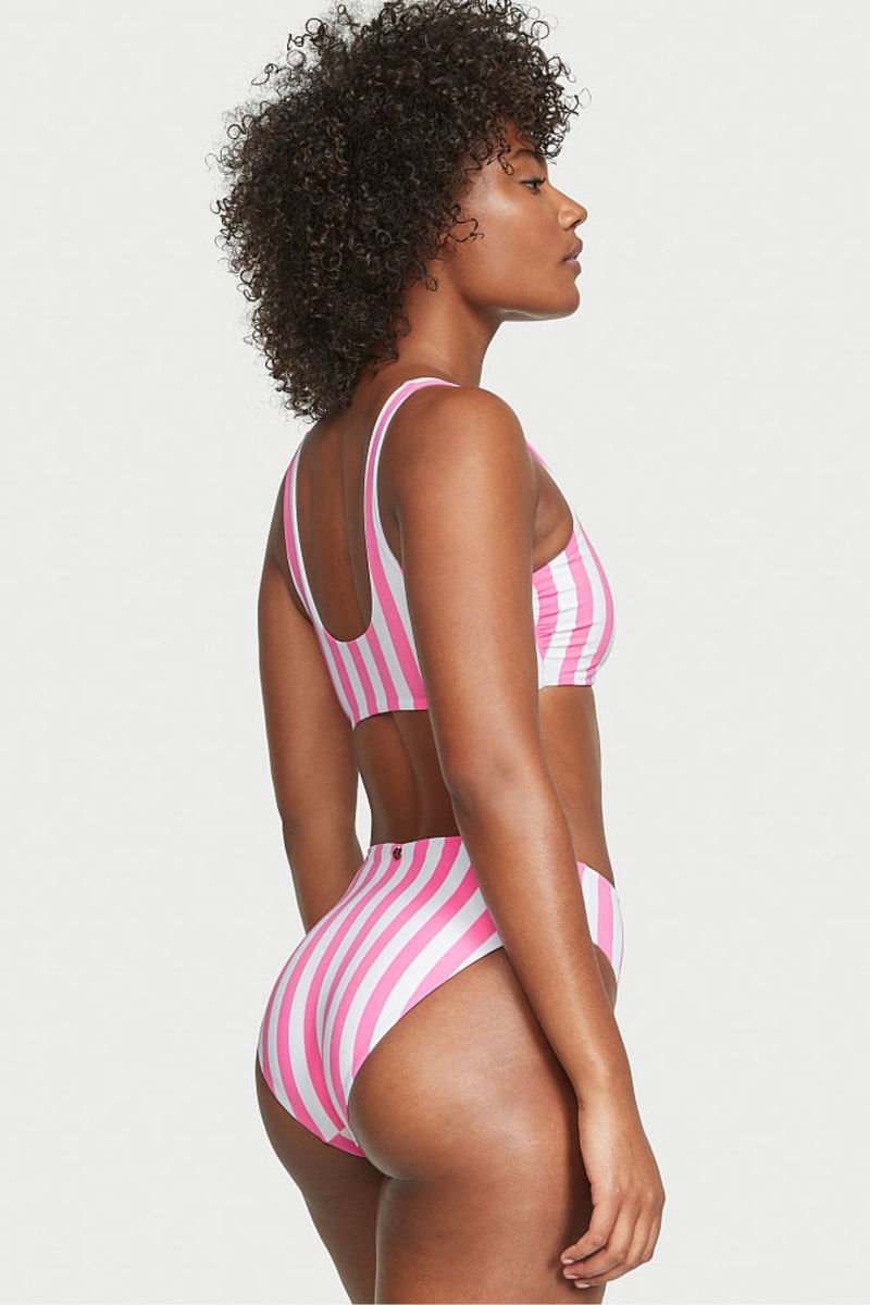 Aqua Blue Cabana Stripe Victoria's Secret Swim Bikini Top | DZK-312640