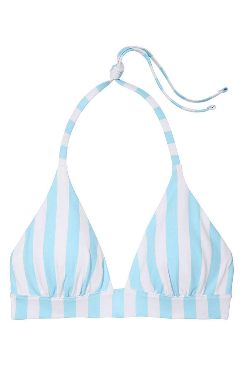 Aqua Blue Cabana Stripe Victoria's Secret Swim Bikini Top | AMQ-671308