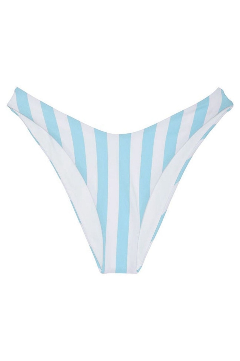 Aqua Blue Cabana Stripe Victoria's Secret Swim Bikini Bottom | CWH-594623