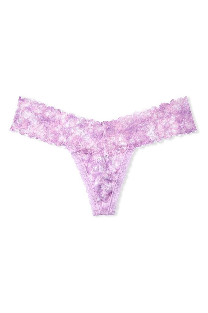 Aqua Crystal Blue Victoria's Secret The Lacie Lace Thong Knickers | UJM-394671