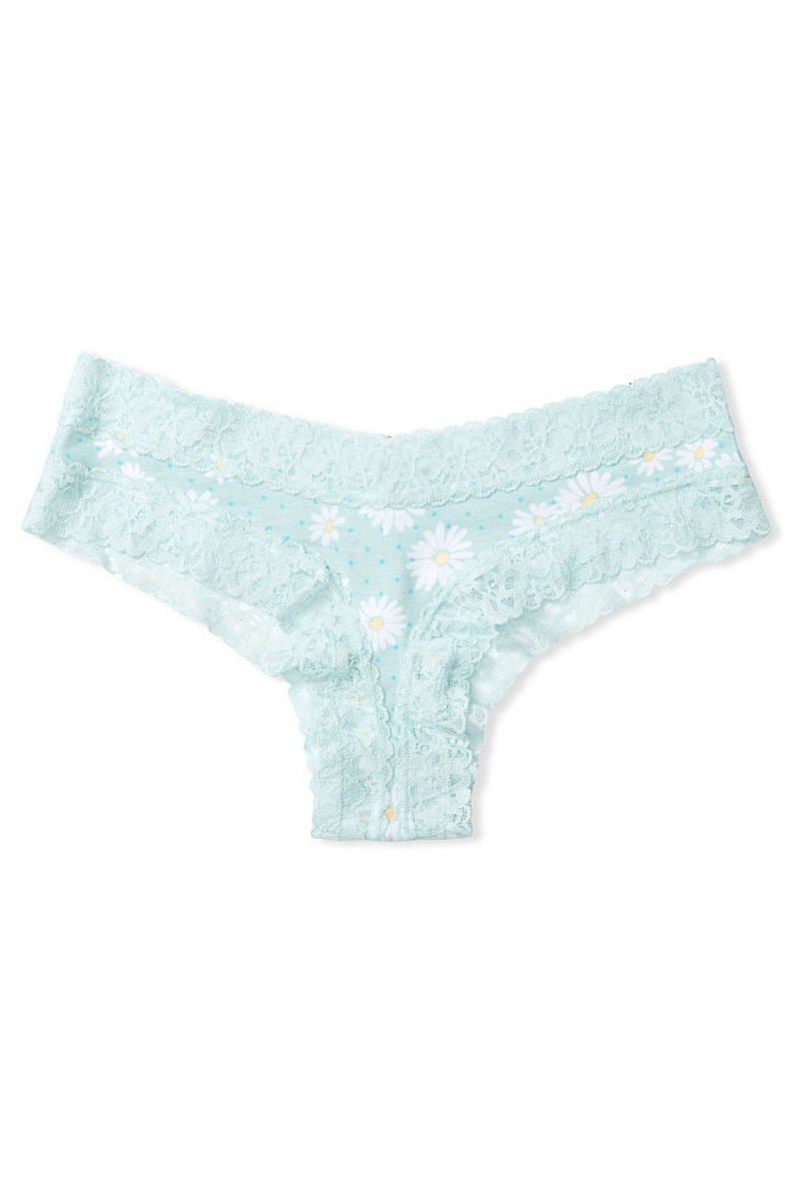 Aqua Daisy Dot Victoria's Secret Stretch Cotton LCE W CTN CHEEKY | OKU-142657