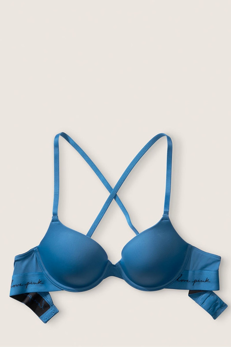 Aqua Fog Blue Victoria's Secret Lace Lightly Lined T-Shirt Bra | BSG-986213