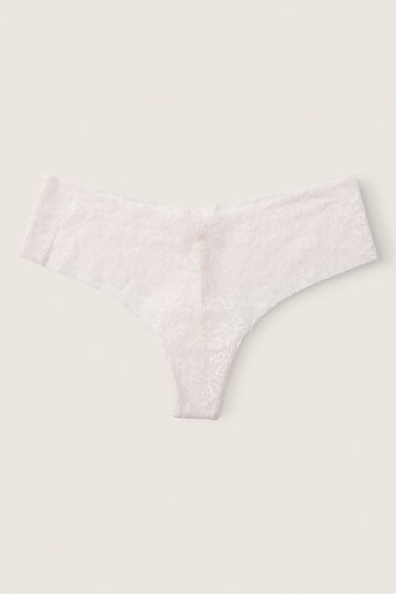 Arctic Ice Blue Victoria\'s Secret No Show Thong Lace Knickers | XSV-984361