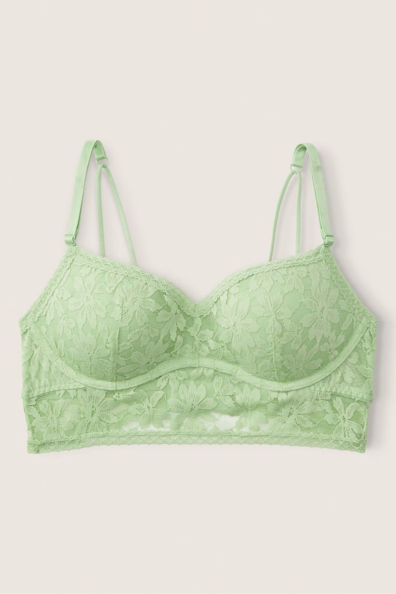 Arctic Ice Blur Blue Victoria's Secret Lace Wired Push Up Bralette | IPA-328940