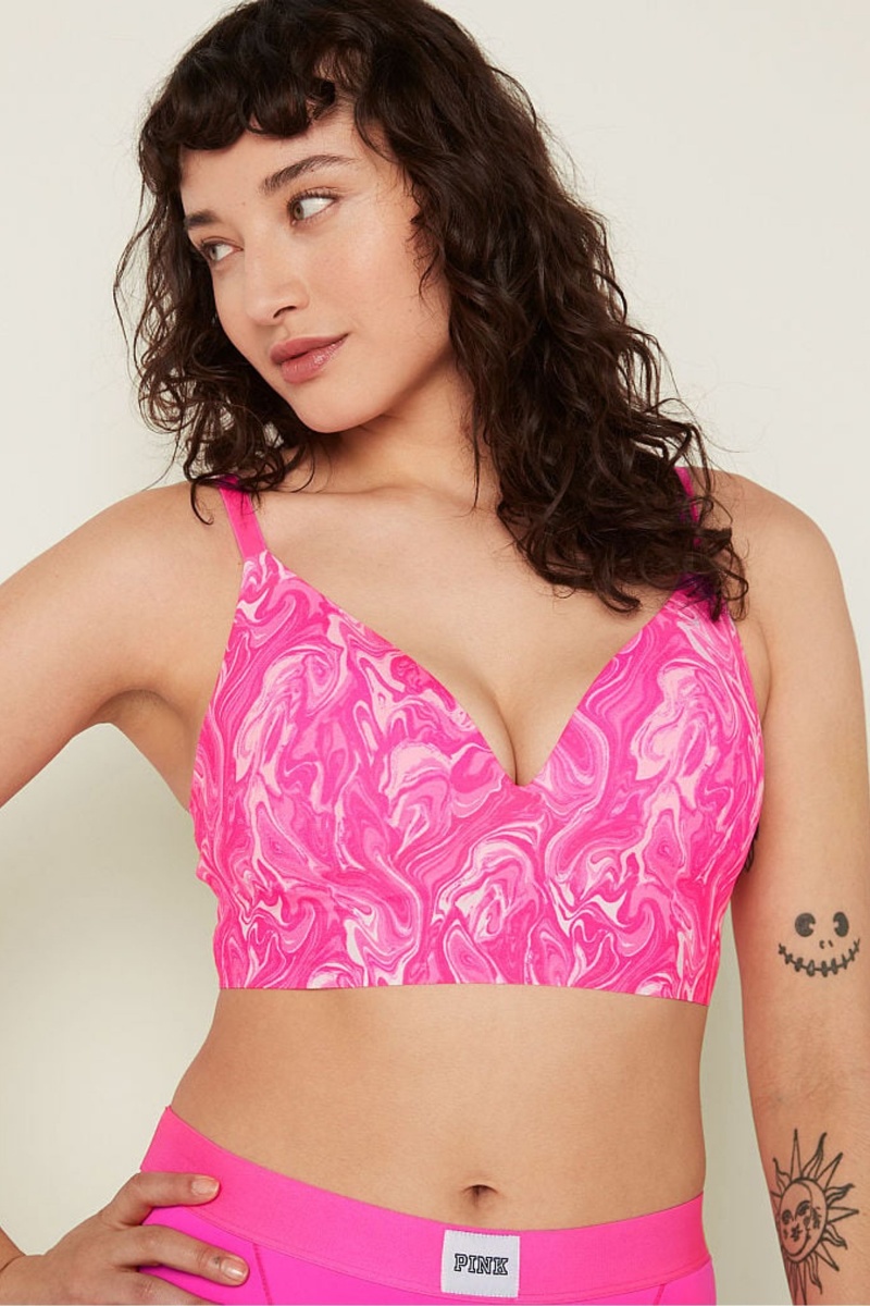 Atomic Pink Marble Victoria's Secret Wear Everywhere Smooth Non Wired Push Up Bralette | AJC-547189