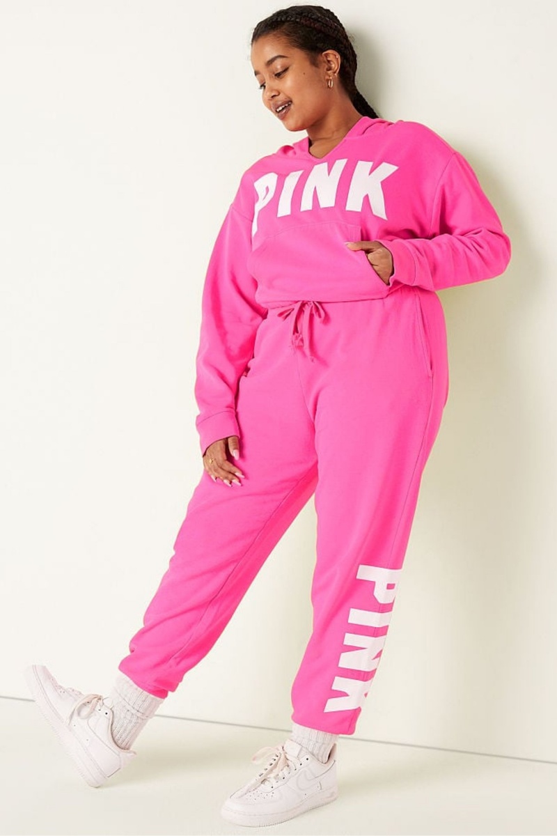 Atomic Pink Sans Logo Victoria's Secret Fleece Lounge Jogger | BSI-164059