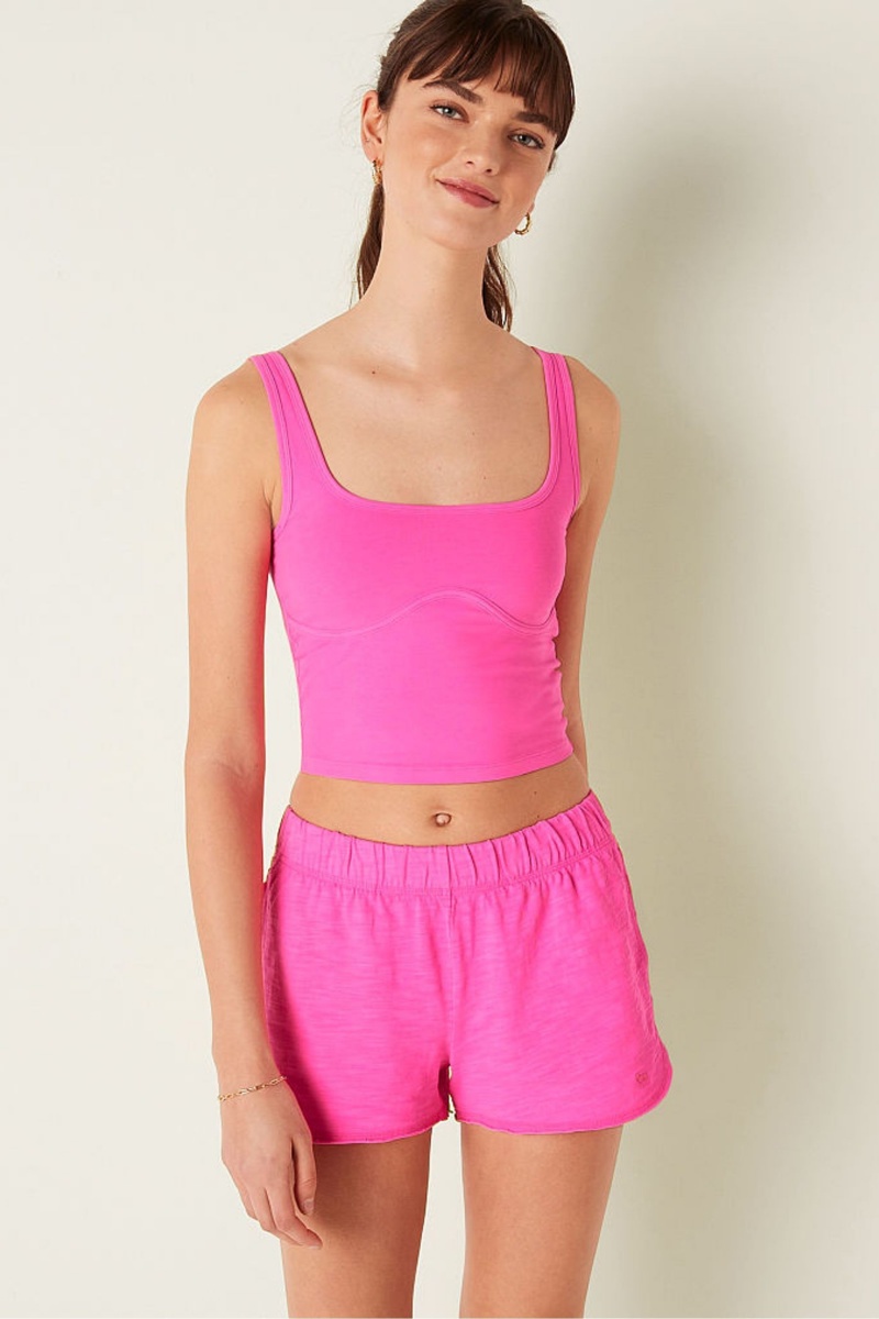 Atomic Pink Victoria\'s Secret Cotton Contour Crop Top Tank Top | TOB-814509