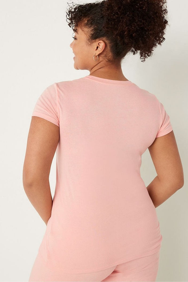 Atomic Pink Victoria's Secret Logo Short Sleeve T-Shirt | EPA-149802