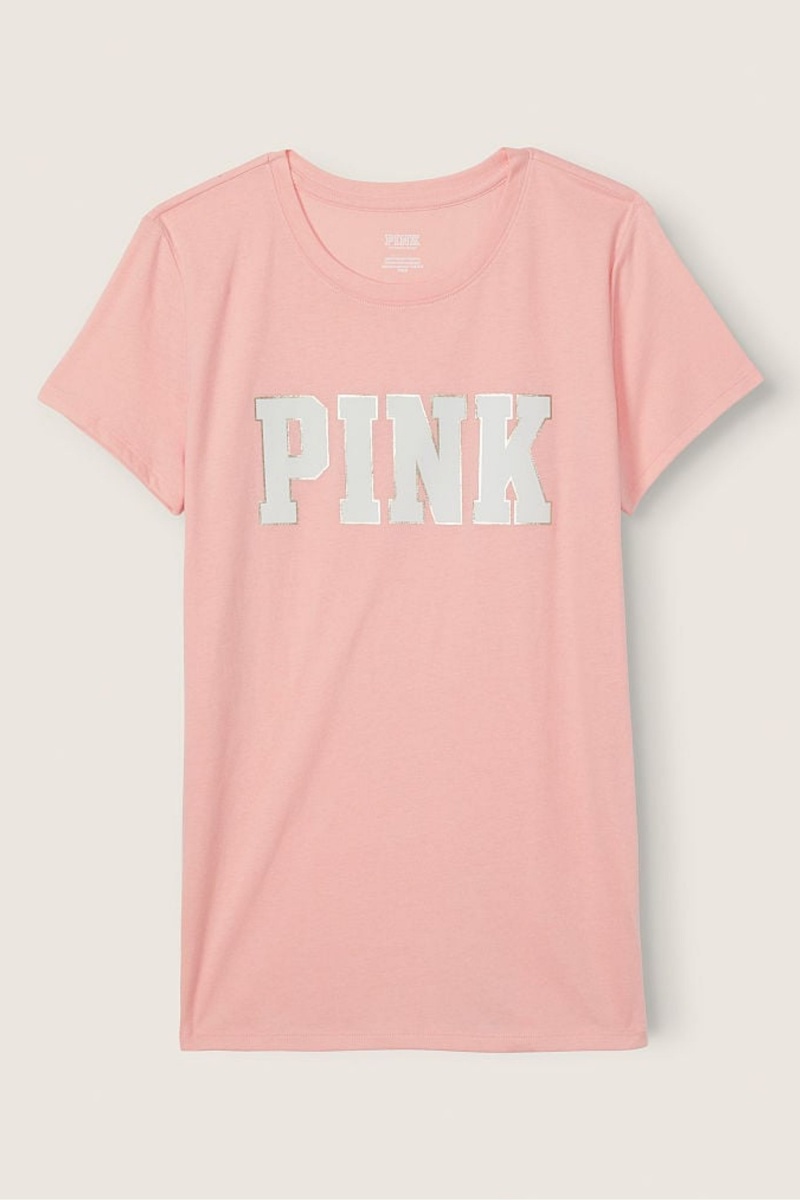 Atomic Pink Victoria's Secret Logo Short Sleeve T-Shirt | EPA-149802