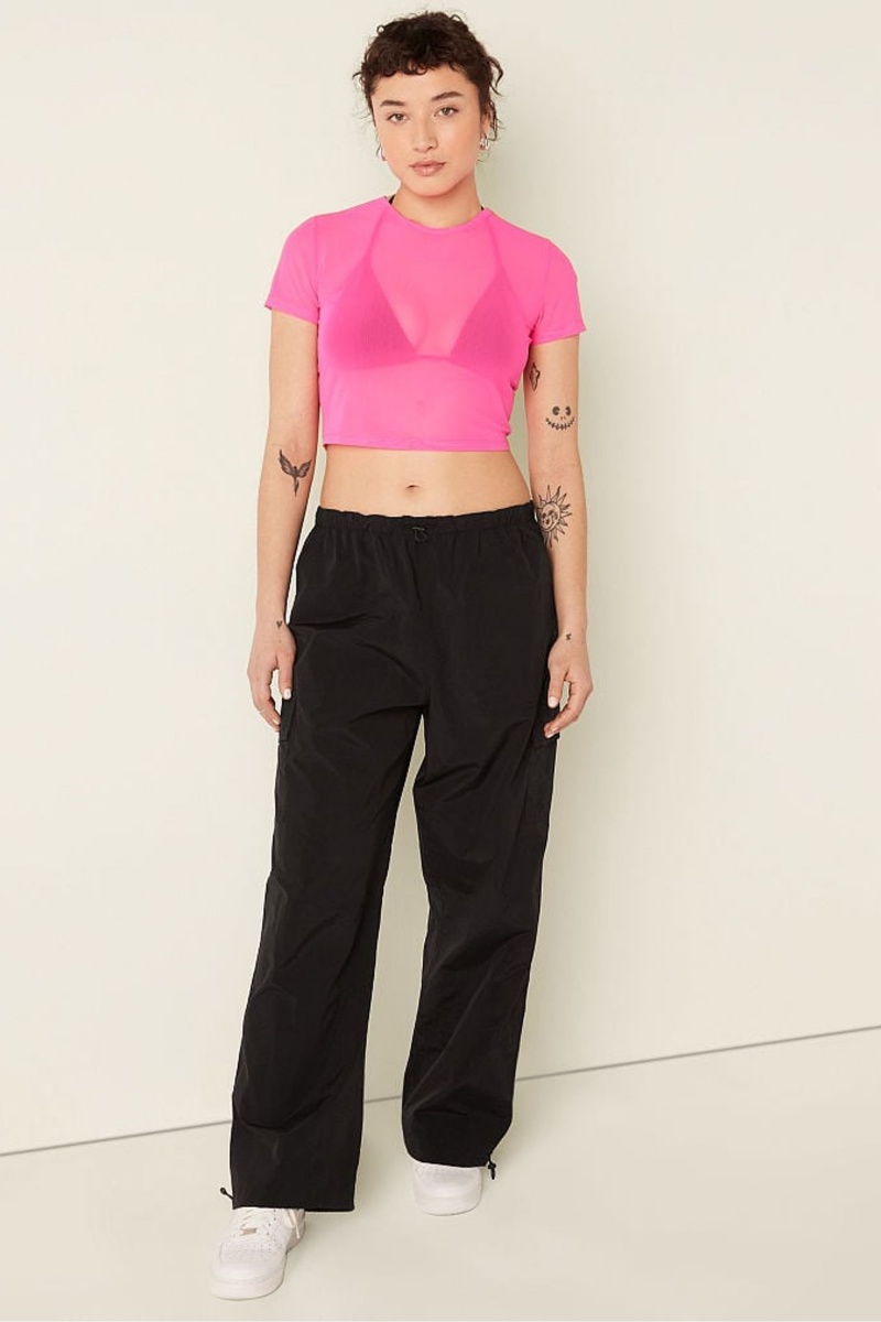 Atomic Pink Victoria's Secret Mesh Short Sleeve T-Shirt | DNF-421859