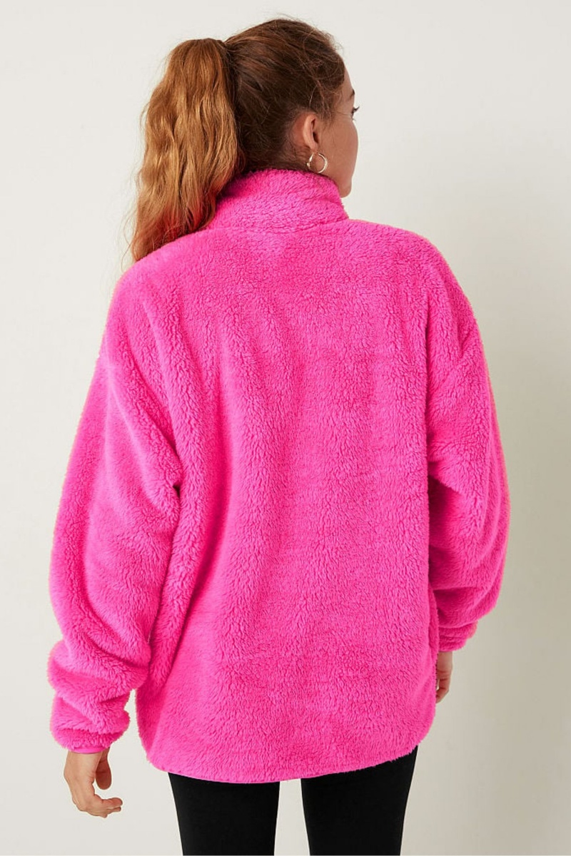 Atomic Pink Victoria's Secret Teddy Full Zip Jacket | YRD-290834