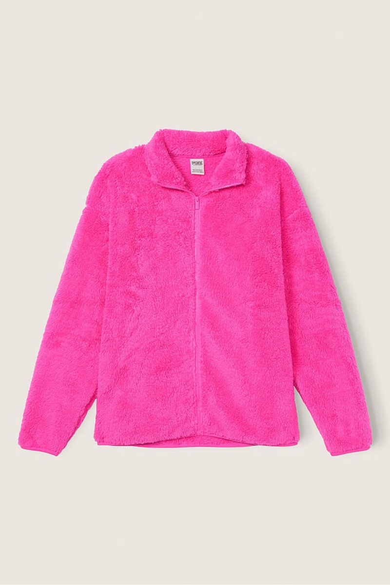 Atomic Pink Victoria's Secret Teddy Full Zip Jacket | YRD-290834