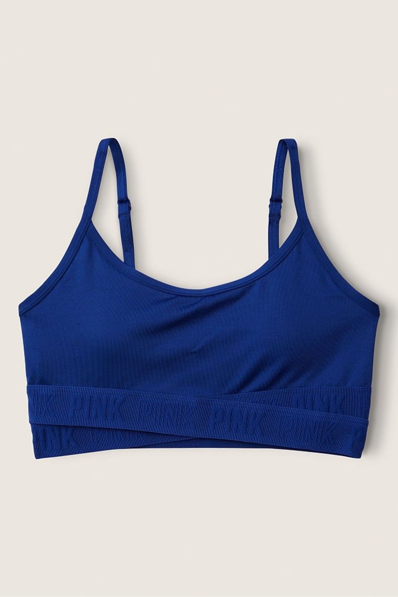 Beaming Blue Victoria's Secret Lightly Lined Low Impact Crossover Sports Bra | UBQ-946351