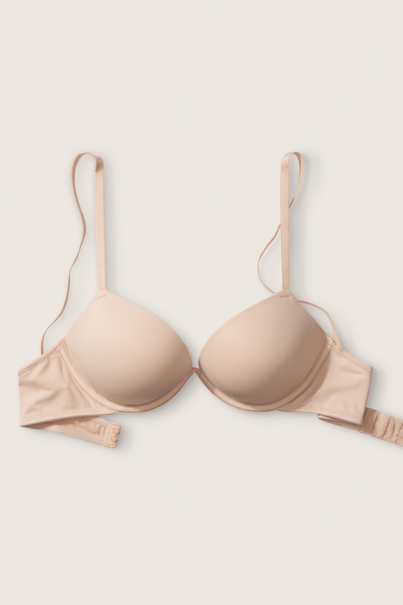 Beige Nude Victoria's Secret Wear Everywhere Add 2 Cups Smooth Push Up T-Shirt Bra | FGA-764910