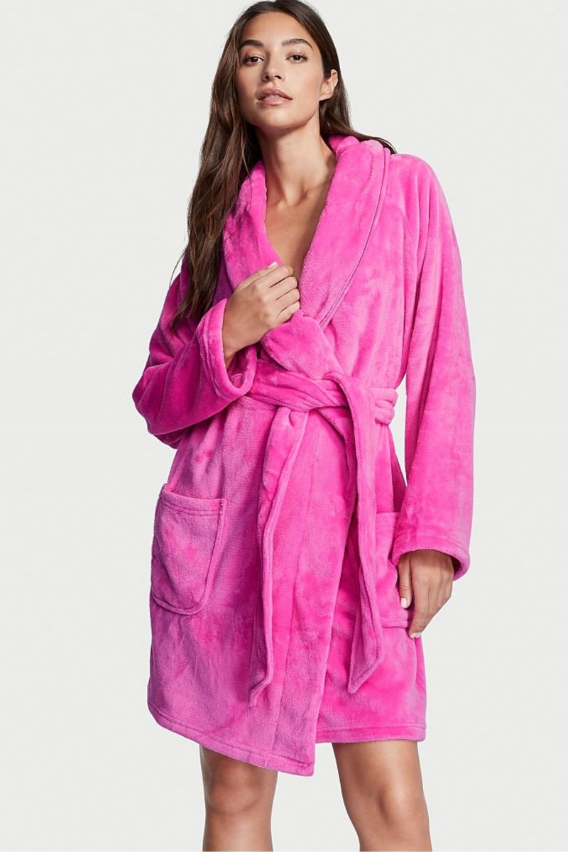 Black Cherries Victoria\'s Secret Cosy Short Dressing Gown | DWN-972618