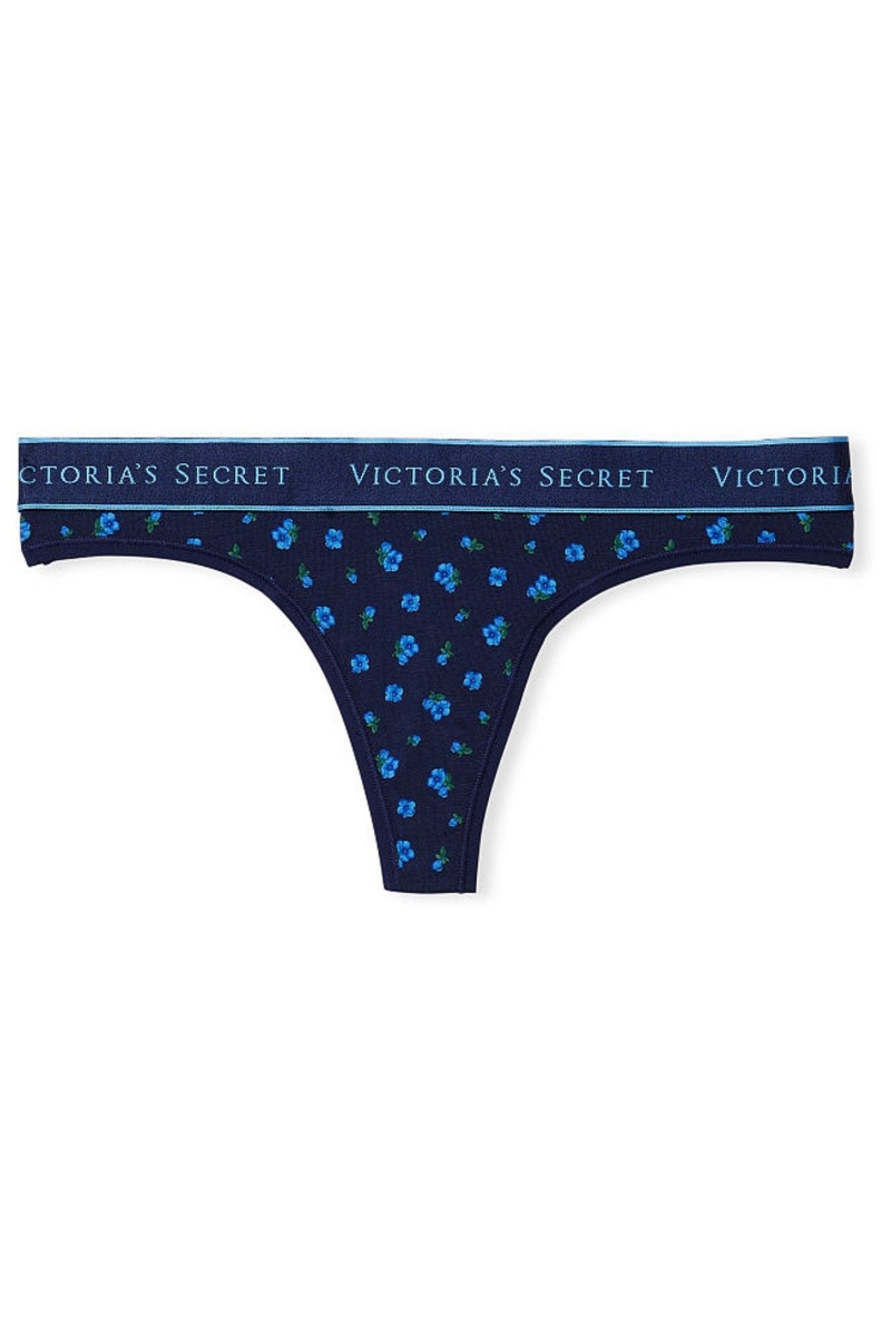 Black Flamingo Party Victoria's Secret Stretch Cotton Cotton Logo Thong Knickers | OAU-762349