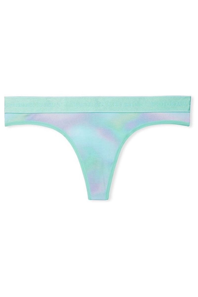 Black Flamingo Party Victoria's Secret Stretch Cotton Cotton Logo Thong Knickers | WIZ-507469