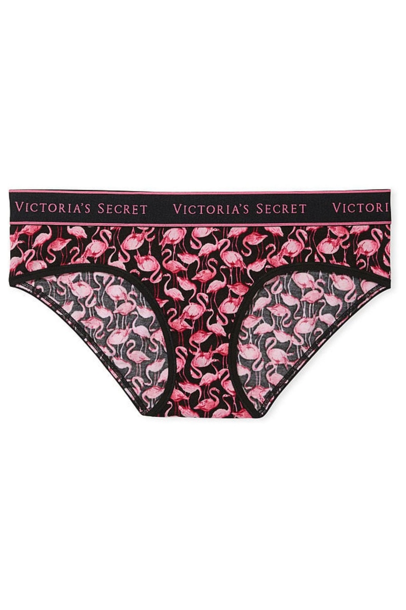 Black Flamingo Party Victoria's Secret Stretch Cotton Cotton Logo Hipster Knickers | WSX-954826