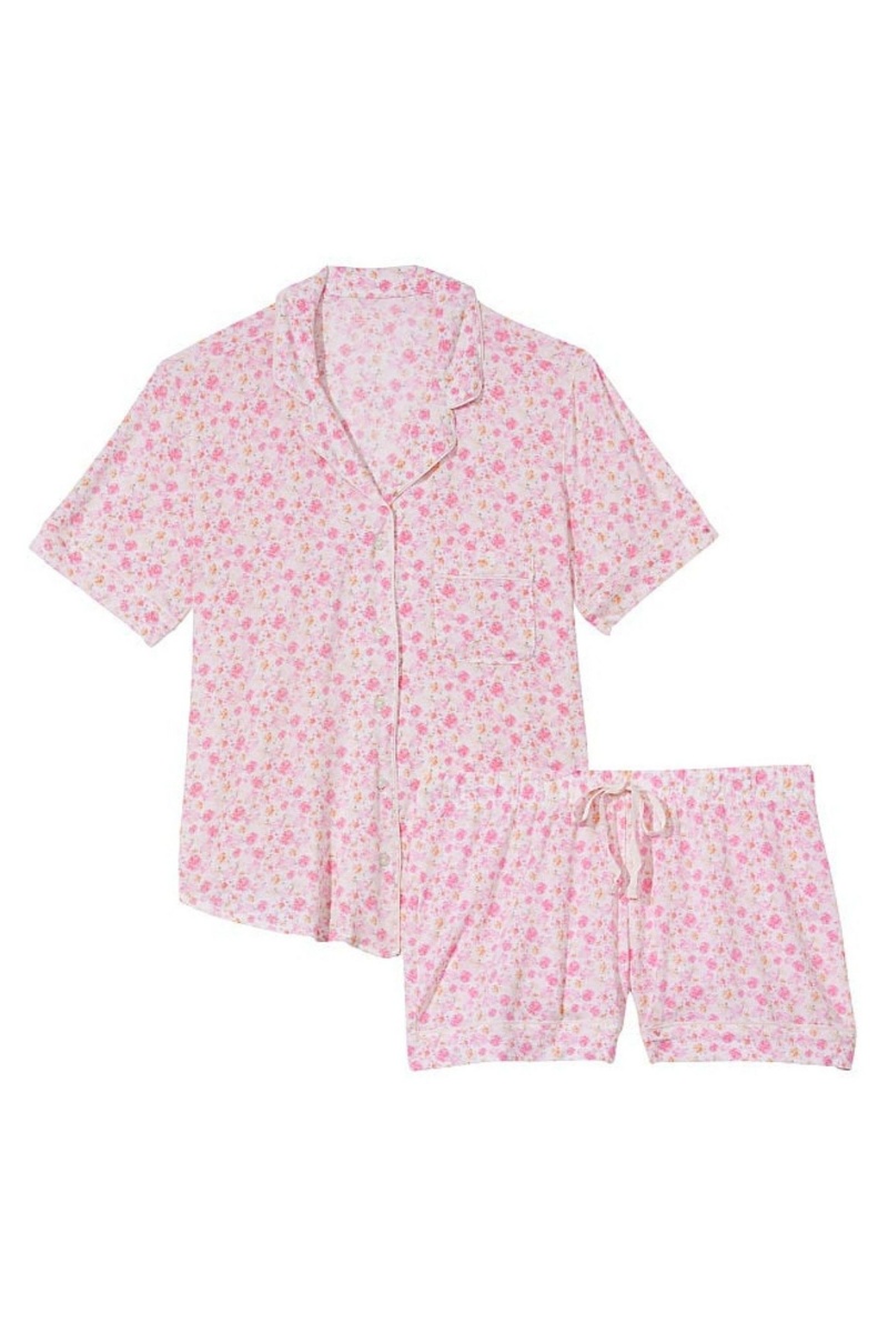 Black Floral Victoria's Secret Modal Pyjama Short Pyjamas Set | SVQ-695473