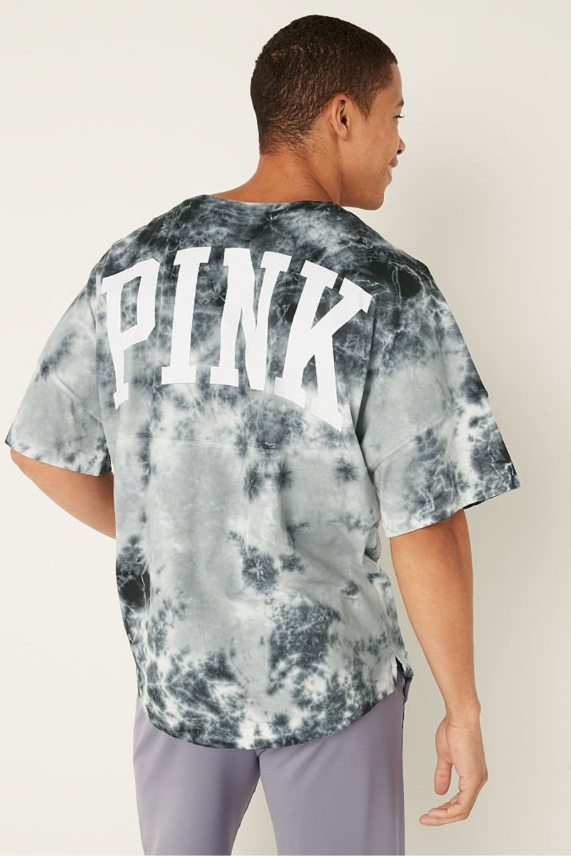 Black Grey Marble Victoria's Secret Cotton Short Sleeve T-Shirt | FDE-219753