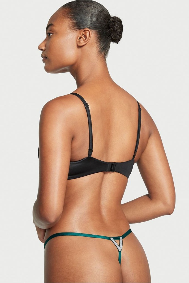 Black Ivy Green Victoria's Secret Very Sexy Smooth Shine Strap Knickers | VFT-290175