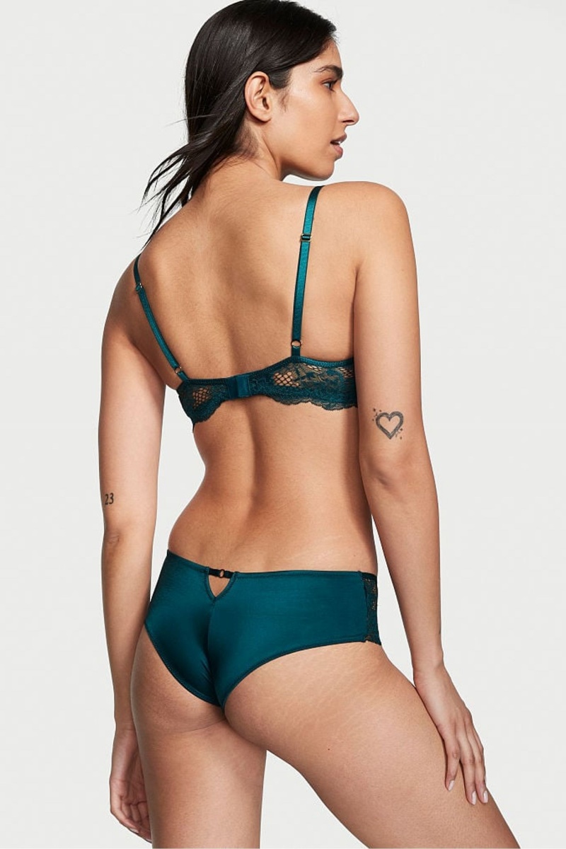 Black Ivy Green Victoria's Secret Very Sexy Lace Thong Knickers | VWK-623750