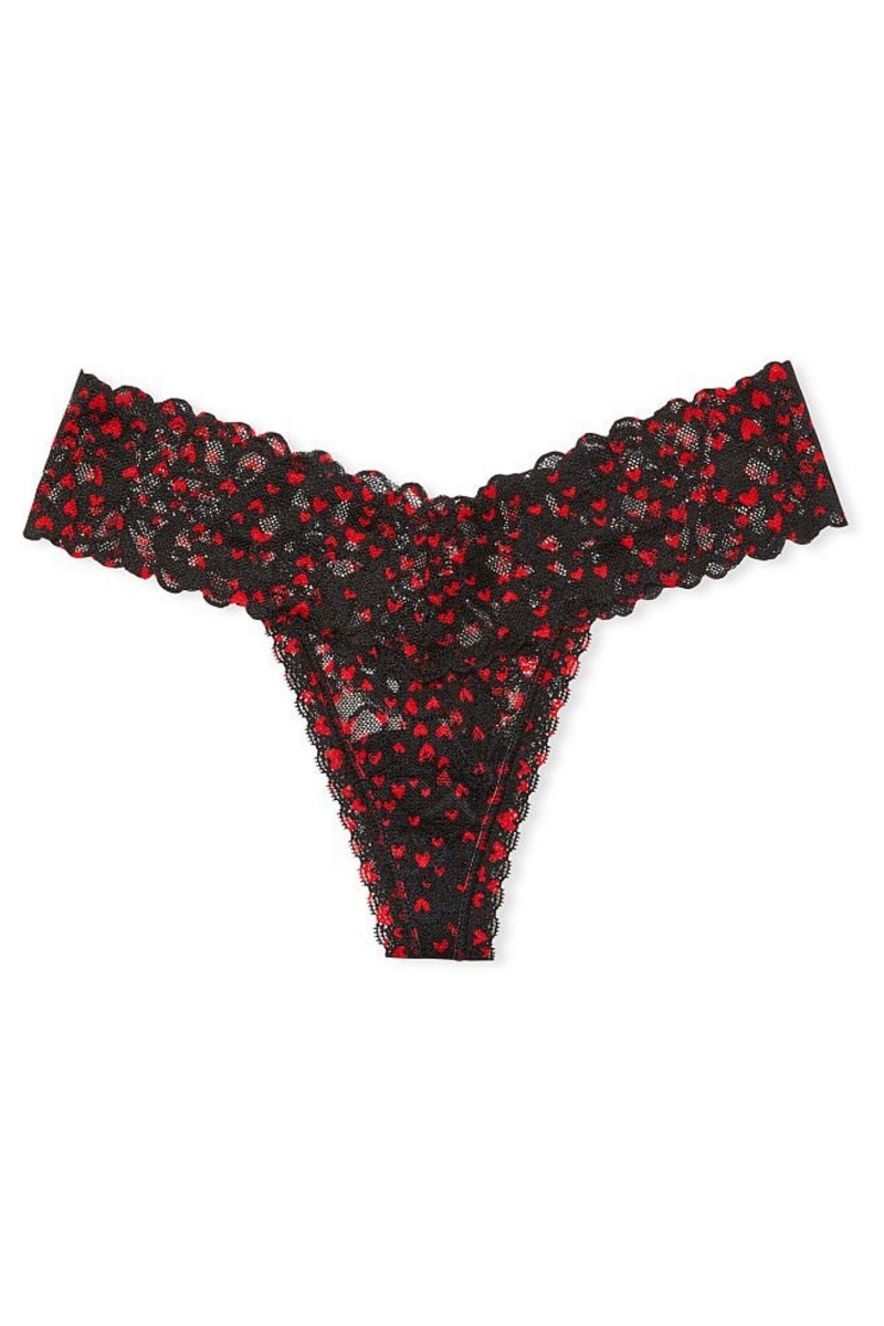 Black Ivy Victoria's Secret The Lacie Lace Thong Knickers | AFD-961430