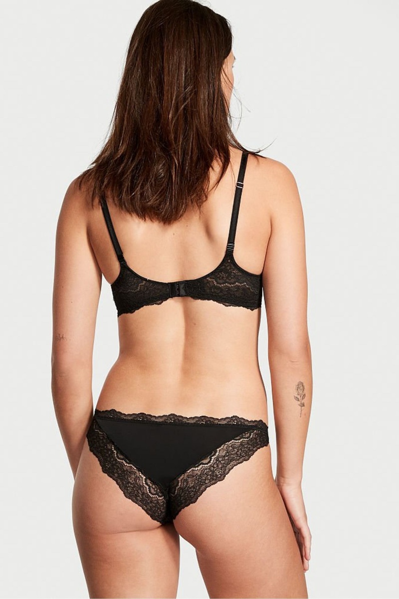 Black Lace Trim Victoria's Secret Dream Angels Knickers | XEQ-084629