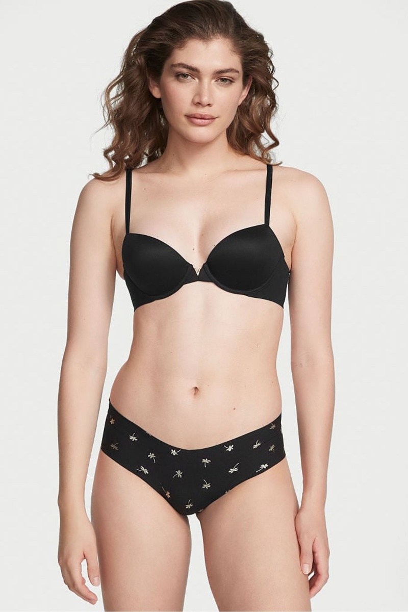 Black Mini Palm Victoria\'s Secret Sexy Illusions by Victorias Secret No Show Cheeky Knickers | NTJ-876019