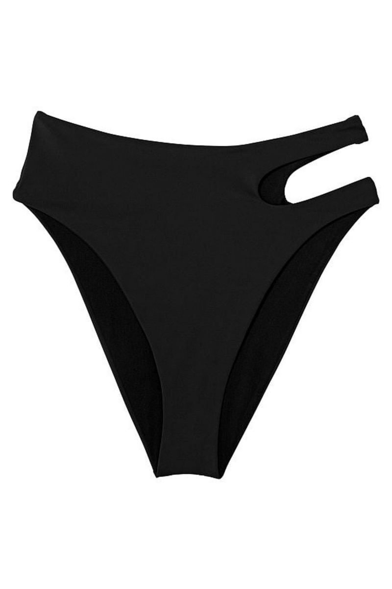 Black Nero Victoria's Secret Cut Out High Waist Cheeky Swim Bikini Bottom | MCK-942756