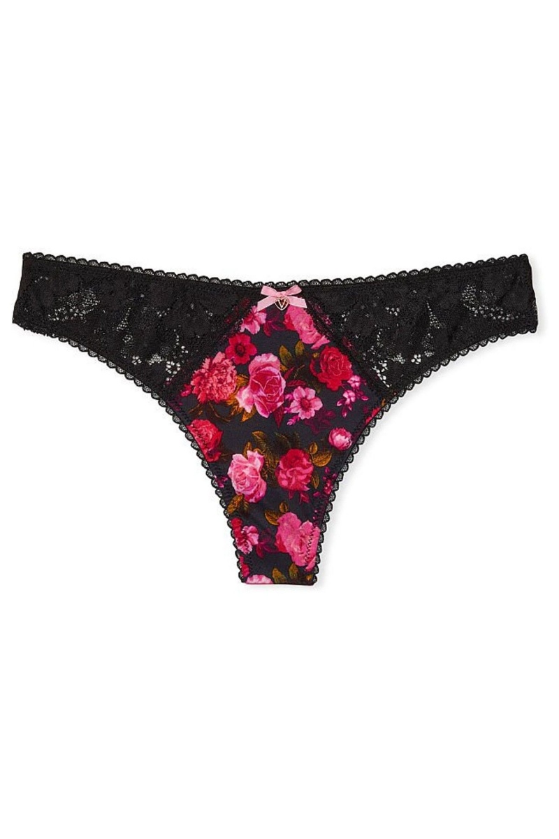 Black Rose Victoria's Secret Body by Victoria Smooth Thong Knickers | ZQN-105647