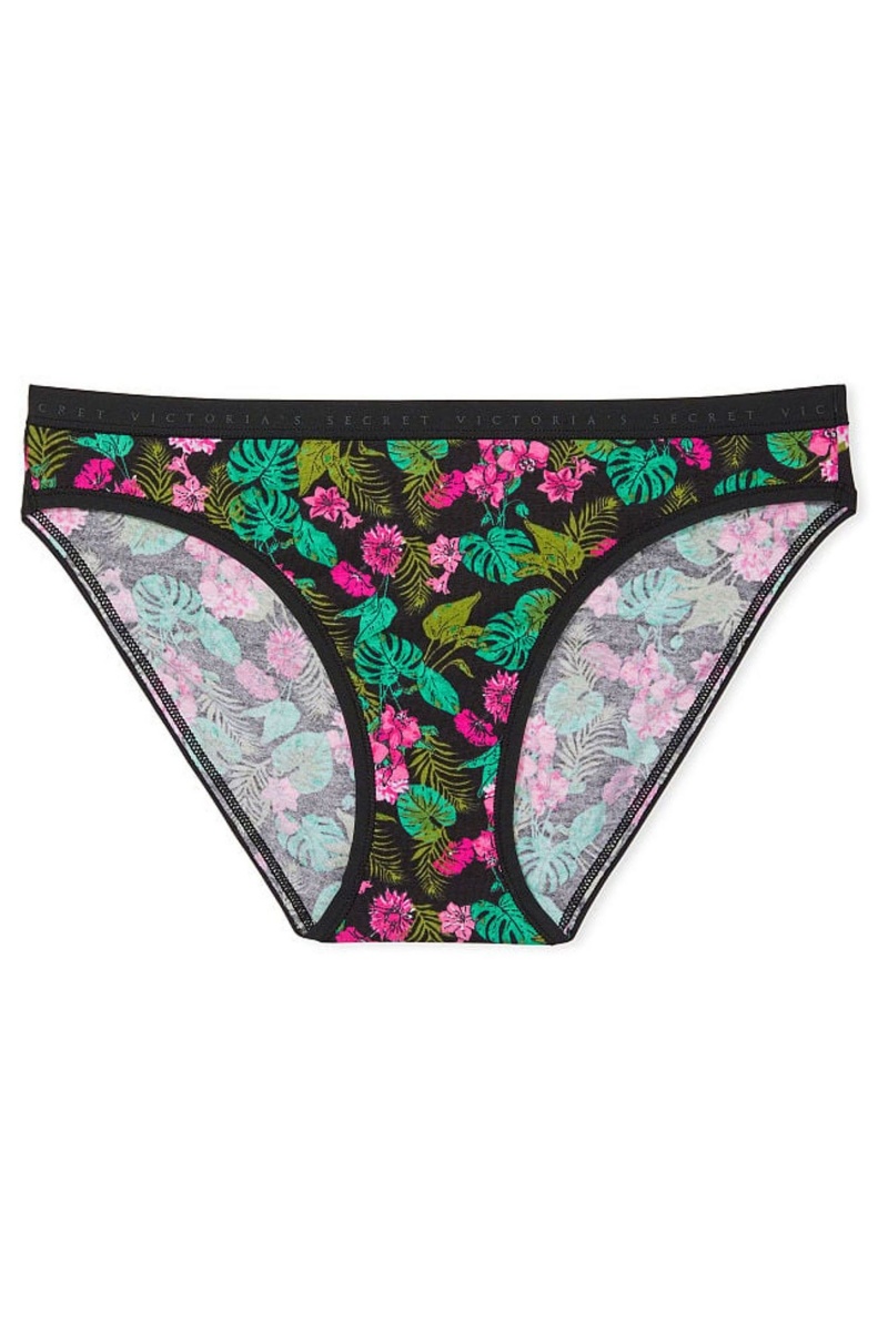 Black Tropical Oasis Victoria's Secret Stretch Cotton Cotton Bikini Knickers | AMK-915026