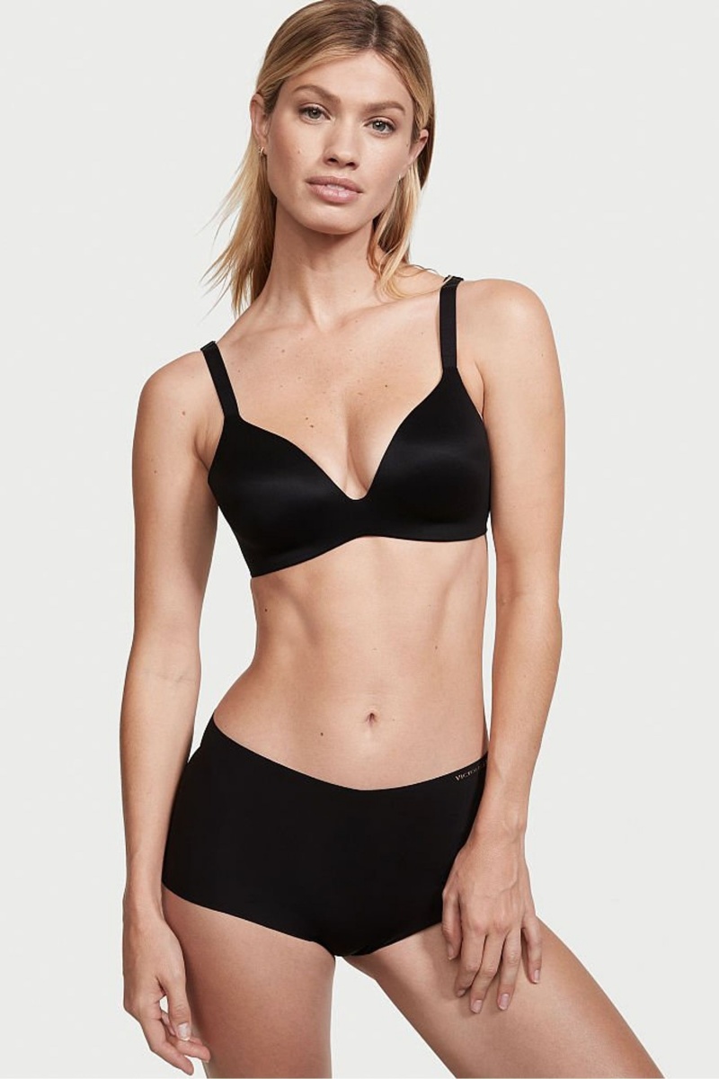 Black Victoria's Secret Bare Smooth Lightly Lined Plunge Non Wired Bra | ALJ-830617