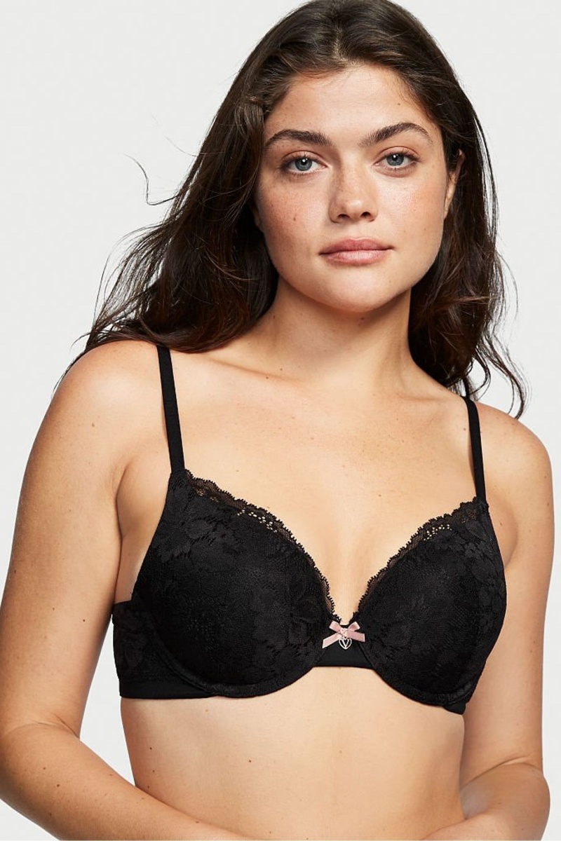 Black Victoria\'s Secret Body by Victoria Lace Full Cup Push Up Bra | OHA-869415