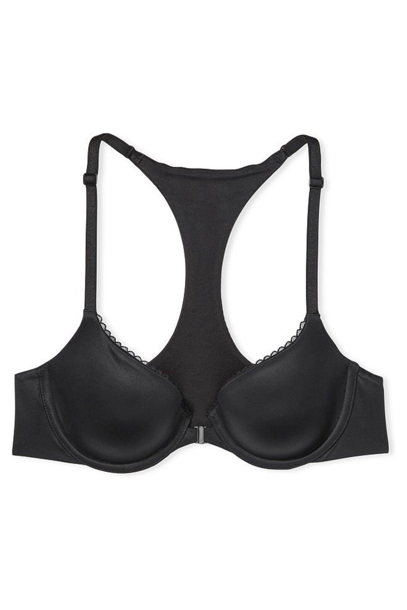 Black Victoria's Secret Body by Victoria Smooth Front Fastening Lightly Lined Demi Bra | POX-384719