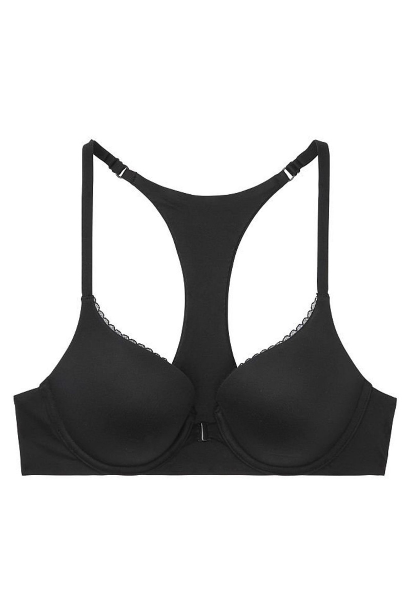 Black Victoria's Secret Body by Victoria Smooth Front Fastening Full Cup Push Up Bra | VBN-219748