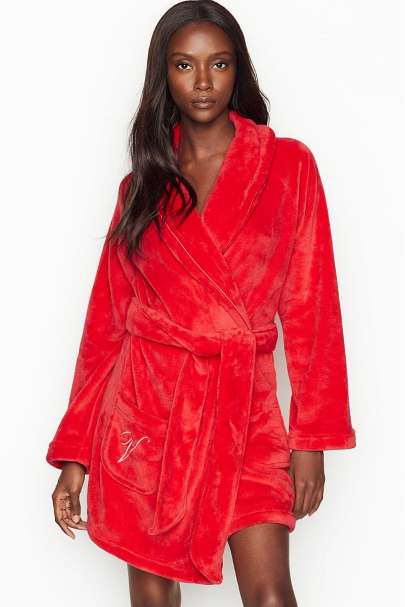 Black Victoria's Secret Cosy Short Robe | JKQ-876021