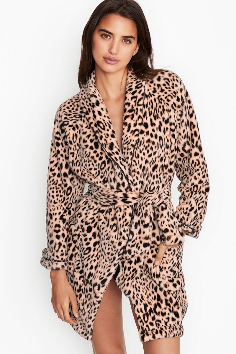 Black Victoria\'s Secret Cosy Short Robe | SJN-372091